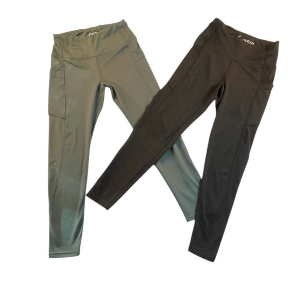 BSP Better Sports Performance Active Leggings - Olive Green and Black Girls Sz S
